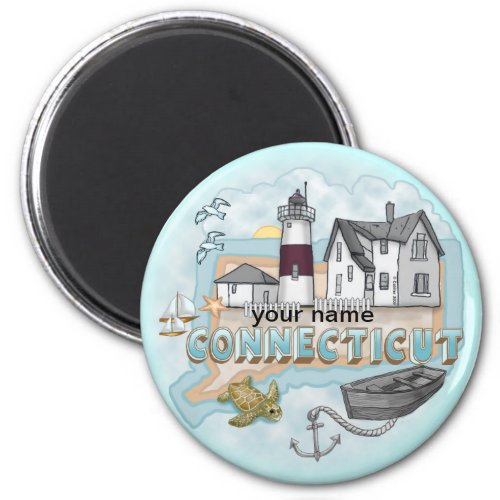 Connecticut Lighthouse custom name  magnet 