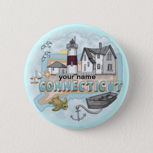 Connecticut Lighthouse custom name pin button