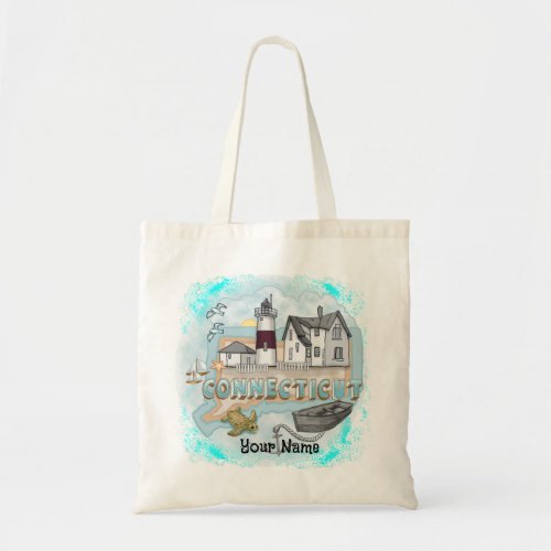 Connecticut Lighthouse custom name Tote Bag