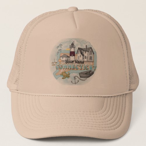 Connecticut Lighthouse custom name Trucker Hat