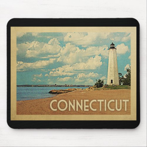 Connecticut Lighthouse Mouse Pad Vintage Travel