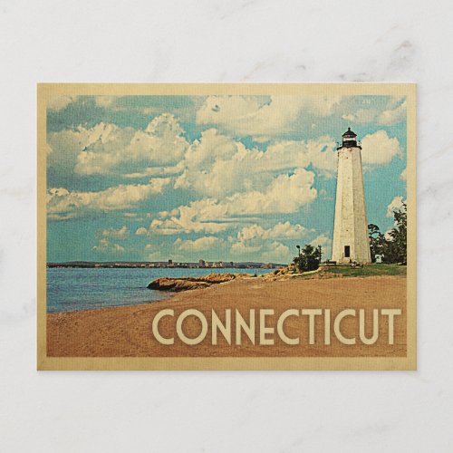 Connecticut Lighthouse Postcard Vintage Travel