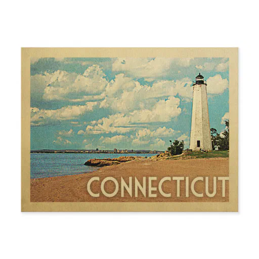 Connecticut Lighthouse Postcard Vintage Travel