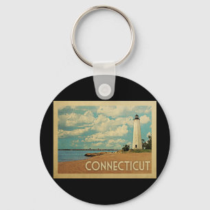 Connecticut Lighthouse Vintage Travel Keychain
