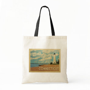 Connecticut Lighthouse Vintage Travel Tote Bag