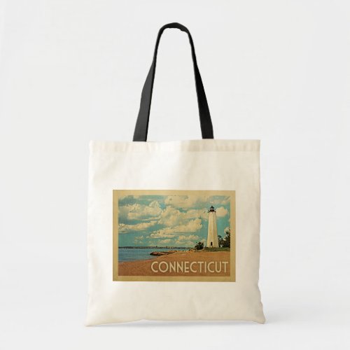 Connecticut Lighthouse Vintage Travel Tote Bag