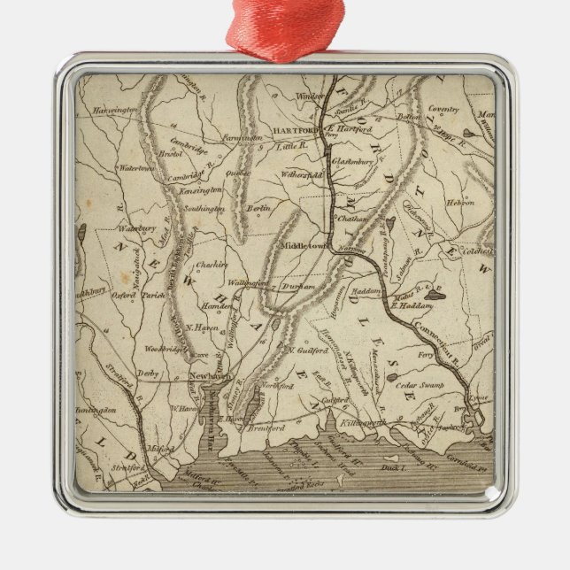 Connecticut Map by Arrowsmith Metal Ornament (Front)