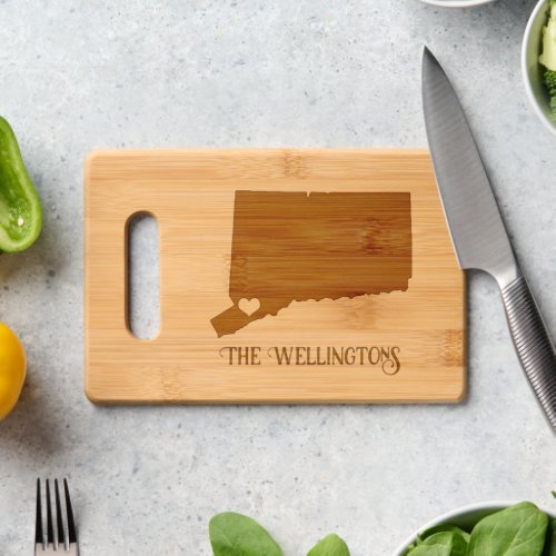 Connecticut  Map Choice of Hearts Stars Name Cutting Board
