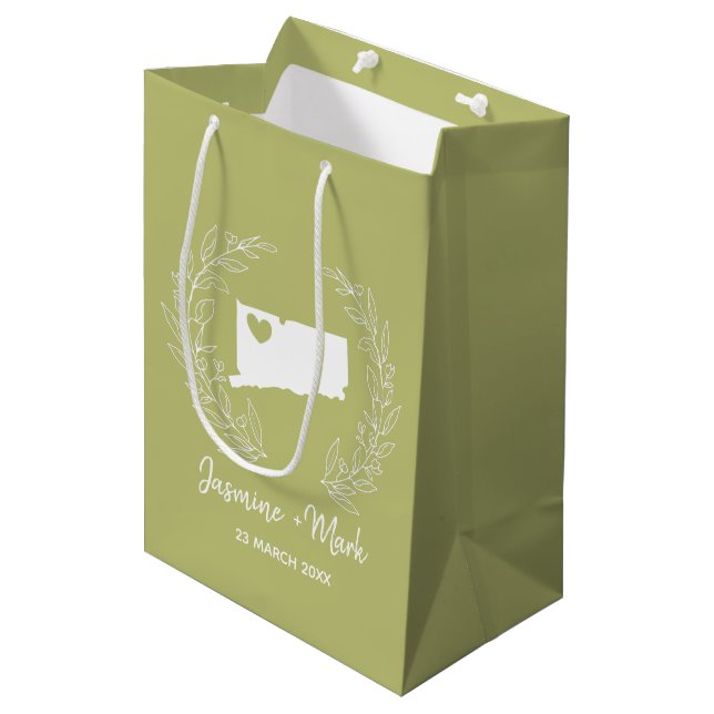 Connecticut map destination wedding favors      medium gift bag (Front Angled)