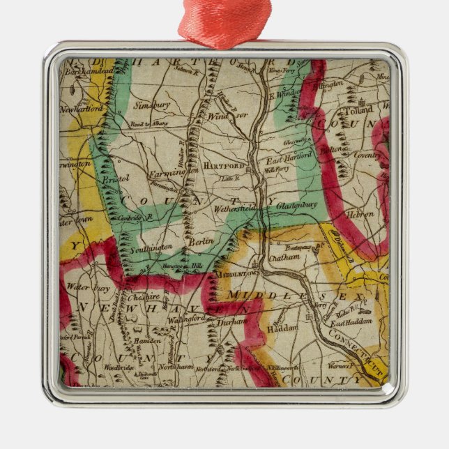 Connecticut Map Metal Ornament (Front)