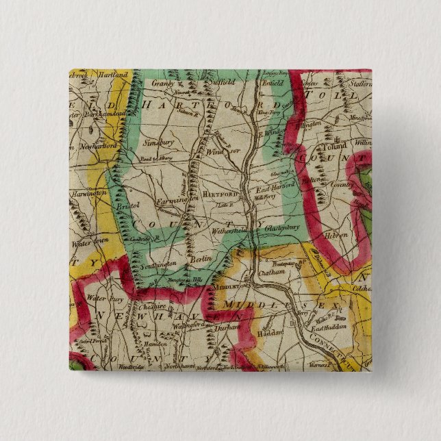 Connecticut Map Pinback Button (Front)
