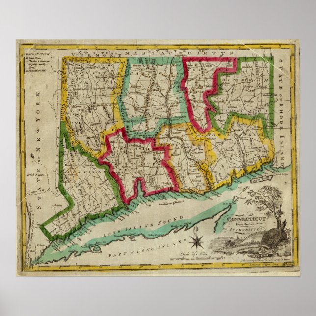 Connecticut Map Poster (Front)