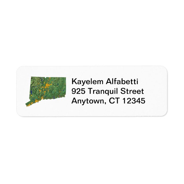 Connecticut Map Return Address Label (Front)