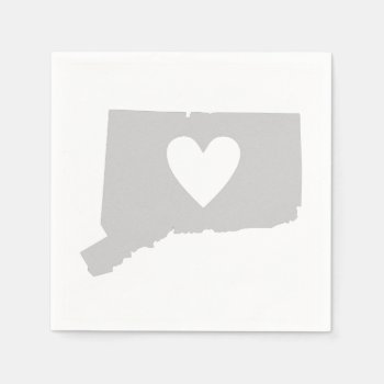 Connecticut Map Shape Heart Cutout Paper Party Napkins by PNGDesign at Zazzle