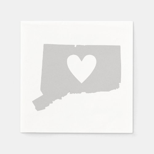 Connecticut Map Shape Heart Cutout Paper Party Napkins