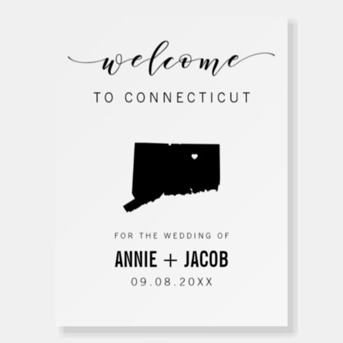 Connecticut Map Wedding Welcome Sign Foam Board