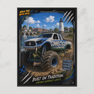 Connecticut Monster Truck Off Road Art  Postcard