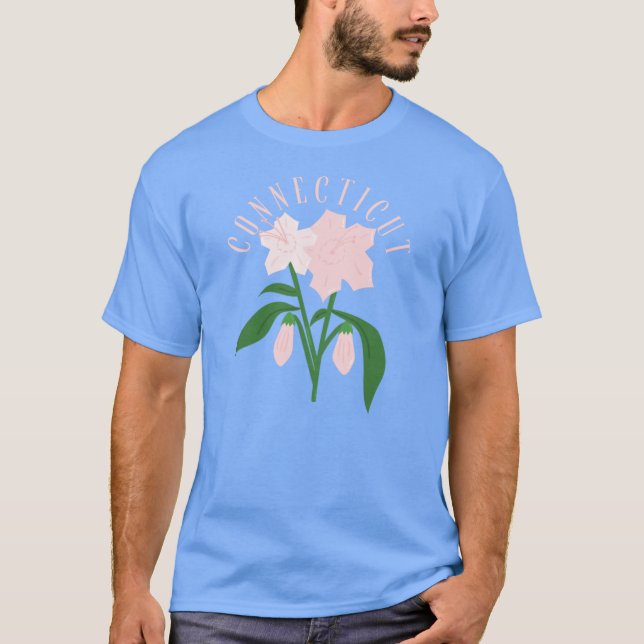 Connecticut MountainLaurel Pink State Flowers Over T-Shirt (Front)