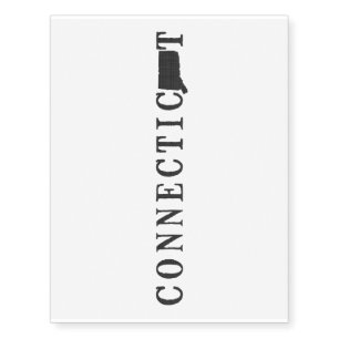 Connecticut Name with State Shaped Letter Temporary Tattoos
