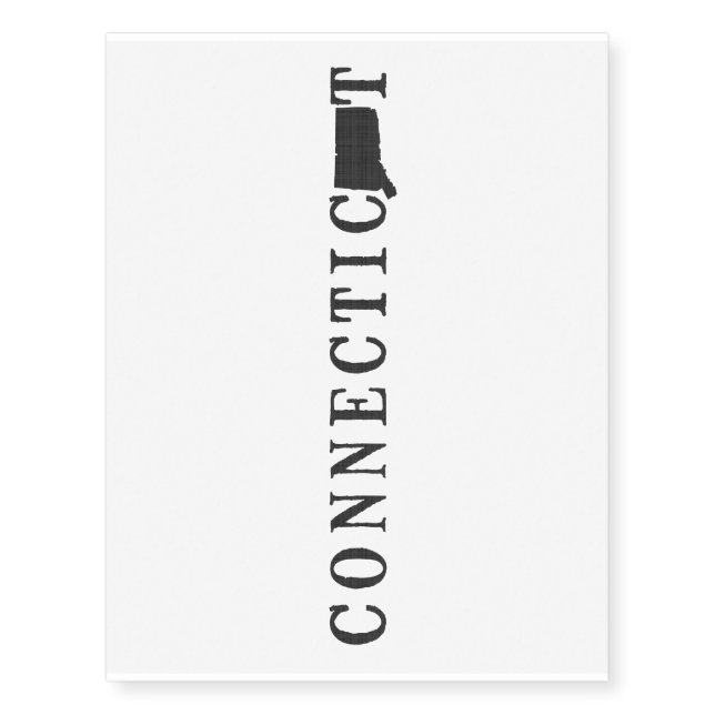 Connecticut Name with State Shaped Letter Temporary Tattoos (Front)