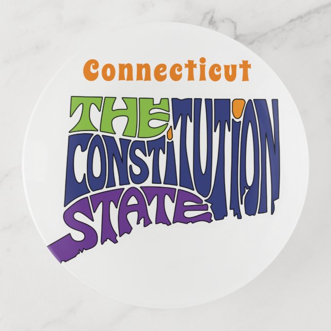 Connecticut Nickname Word Art Trinket Tray (Front)