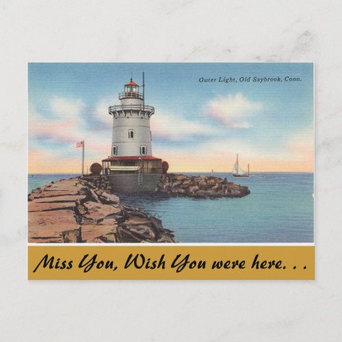 Connecticut Outer Light Old Saybrook Postcard