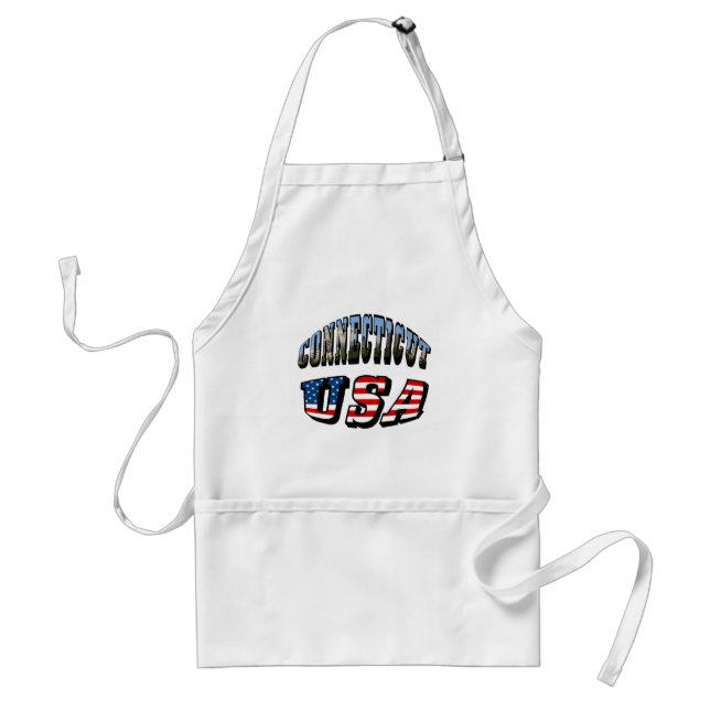 Connecticut Picture and USA Flag Text Adult Apron (Front)