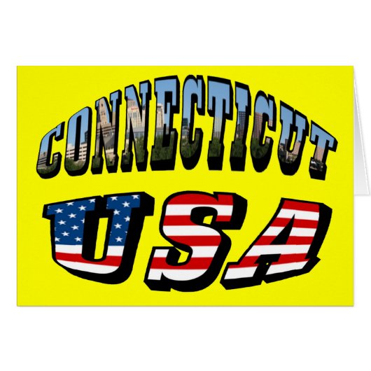 Connecticut Picture and USA Flag Text Cards (Front Horizontal)