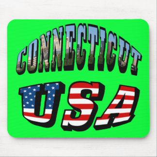 Connecticut Picture and USA Flag Text Mouse Pad