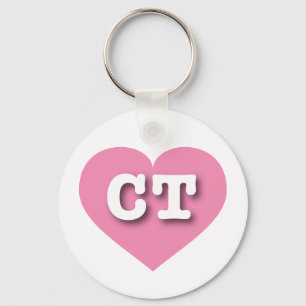 Connecticut Pink Heart - I love CT Keychain