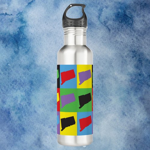 Connecticut Pop Art State Pattern Stainless Steel Water Bottle