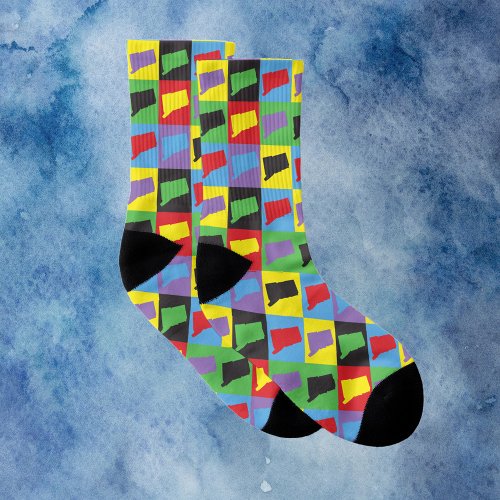 Connecticut Pop Art US State Pattern Socks