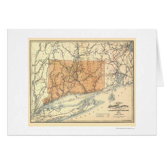 Connecticut Railroad Map 1893 Cards (Front Horizontal)