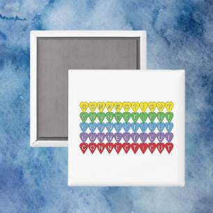 Connecticut Rainbow Hearts Pattern Magnet