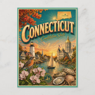 Connecticut Retro Travel Souvenir Postcard
