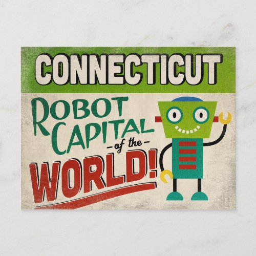 Connecticut Robot _ Funny Vintage Postcard