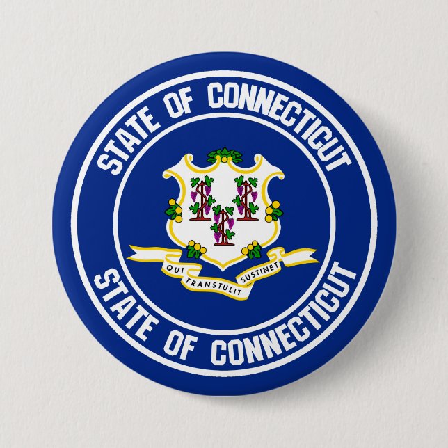 Connecticut Round Emblem Button (Front)