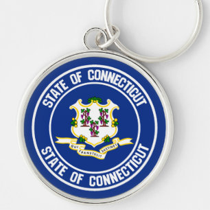 Connecticut Round Emblem Keychain