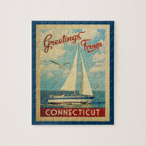 Connecticut Sailboat Vintage Travel Jigsaw Puzzle