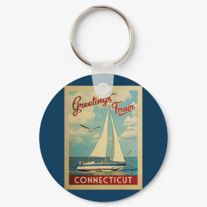 Connecticut Sailboat Vintage Travel Keychain
