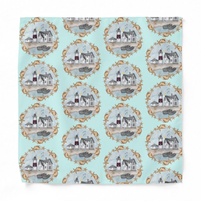Connecticut Shells Lighthouse  Bandana (Front)