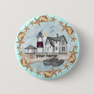 Connecticut Shells Lighthouse Button