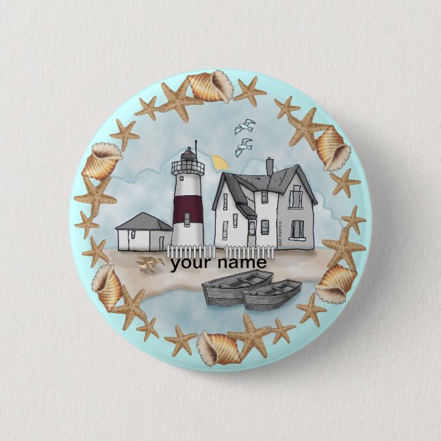 Connecticut Shells Lighthouse  Button (Front)