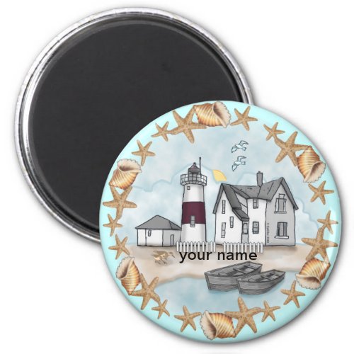 Connecticut Shells Lighthouse custom name magnet