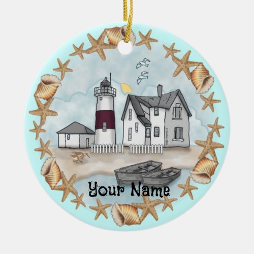 Connecticut Shells Lighthouse custom name Ornament