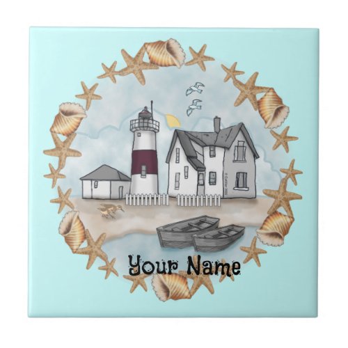 Connecticut Shells Lighthouse custom name  tile