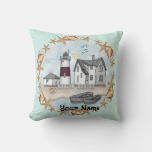 Connecticut Shells Lighthouse Pillow