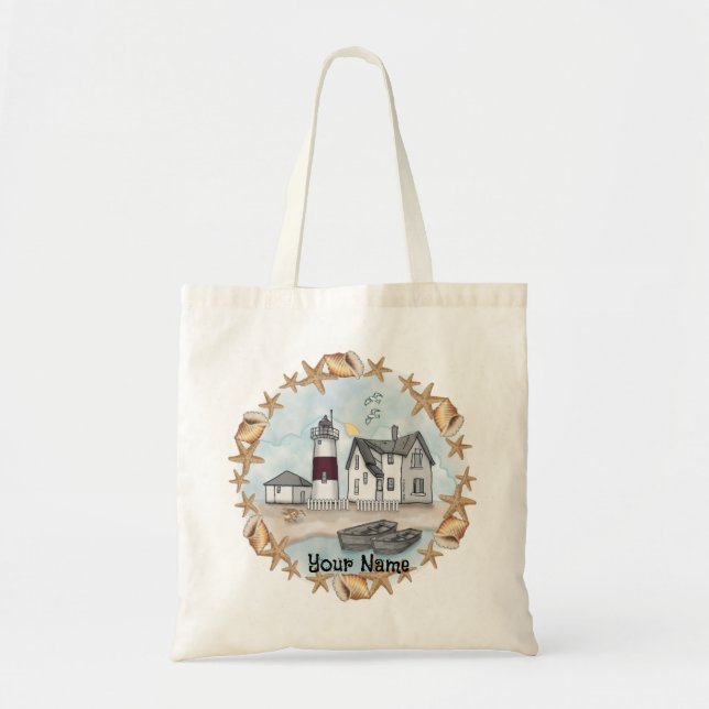 Connecticut Shells Lighthouse  Tote Bag (Front)