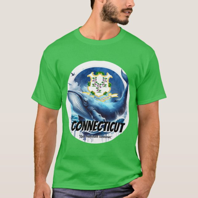 Connecticut Sperm Whale State Animal Watercolor Ar T-Shirt (Front)