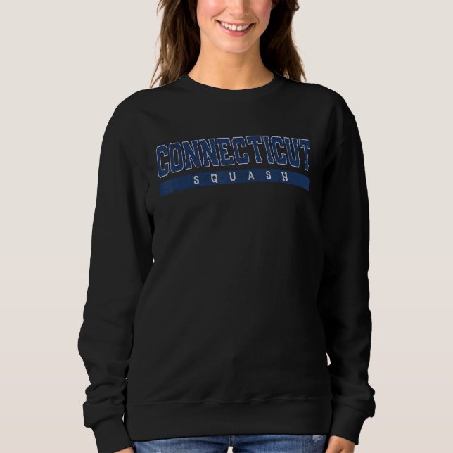 Connecticut Squash Varsity Blue Vintage Text Sweatshirt (Front)